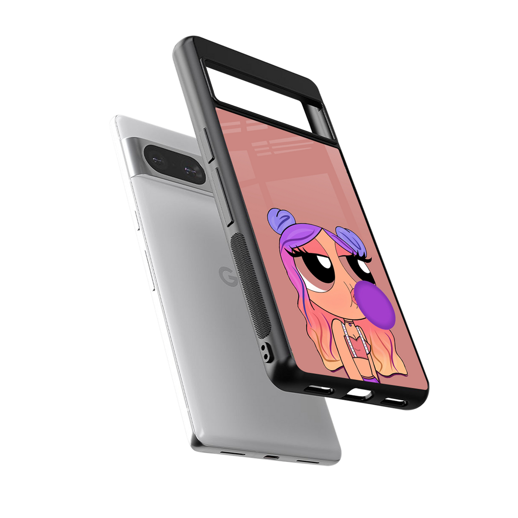 antique purple tote powerpuff girl back phone cover | glass case for Google Pixel 8