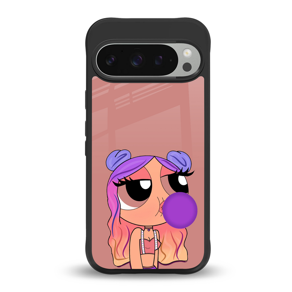 antique purple tote powerpuff girl back phone cover | glass case for google pixel 9 pro