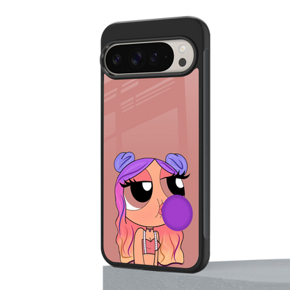 antique purple tote powerpuff girl back phone cover | glass case for google pixel 9 pro xl