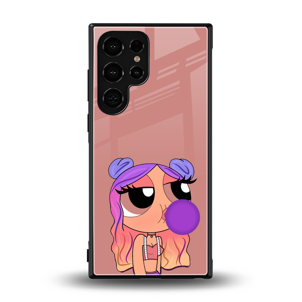 antique purple tote powerpuff girl back phone cover | glass case for samsung galaxy s23 ultra