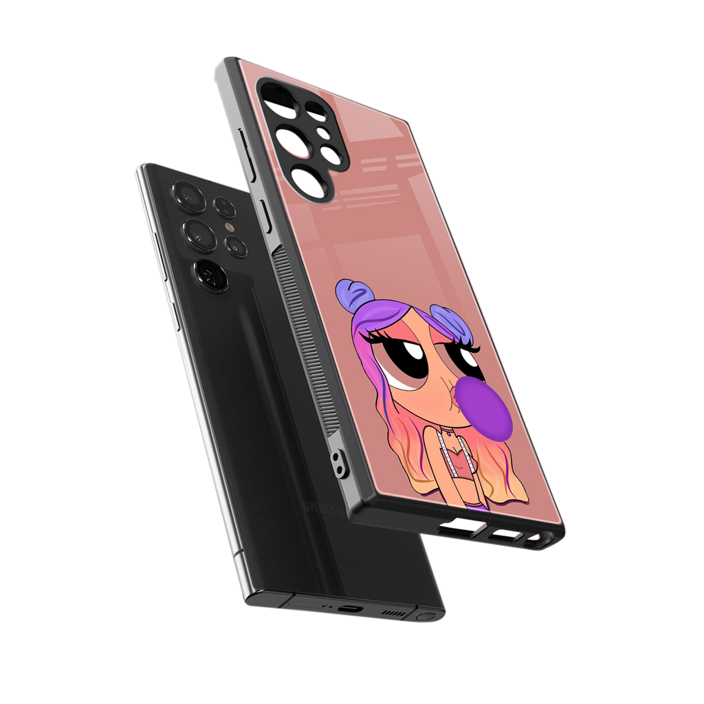 antique purple tote powerpuff girl back phone cover | glass case for samsung galaxy s23 ultra