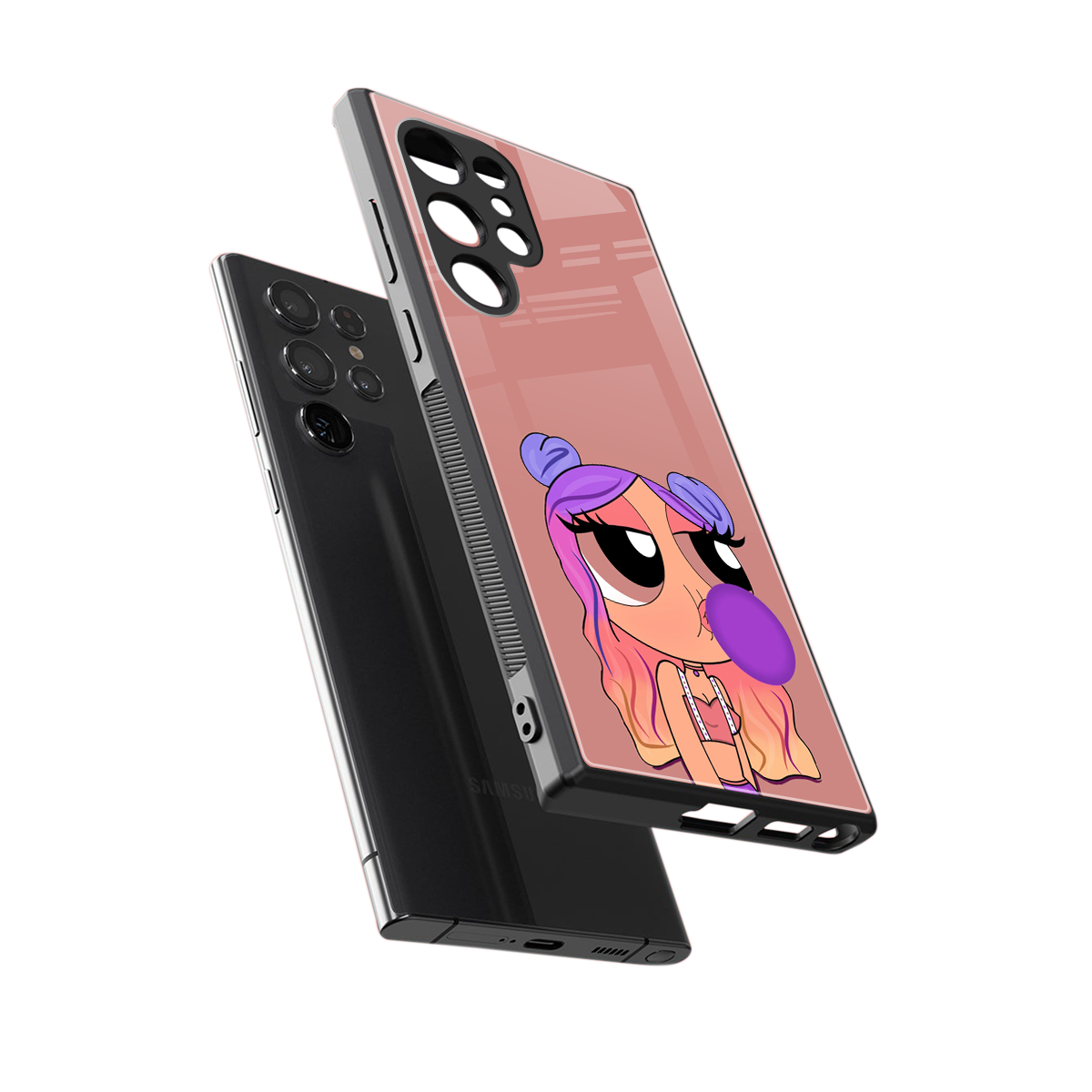 antique purple tote powerpuff girl back phone cover | glass case for samsung galaxy s23 ultra