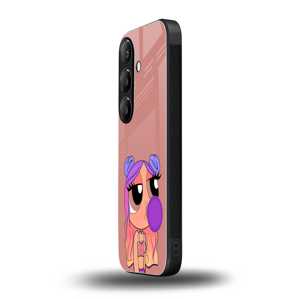 antique purple tote powerpuff girl back phone cover | glass case for samsung galaxy s24 plus