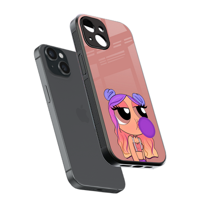 antique purple tote powerpuff girl back phone cover | glass case for iphone 15