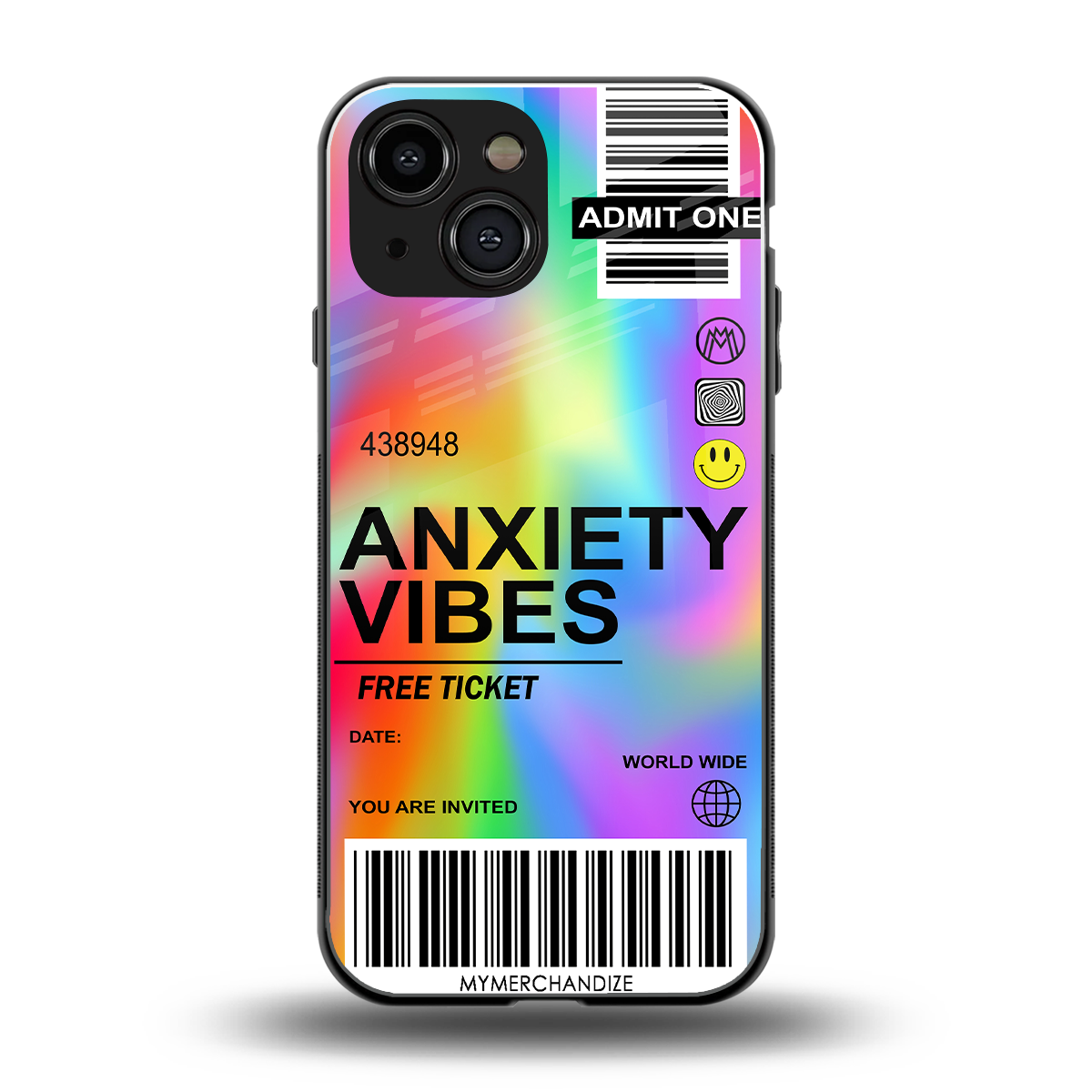 anxiety vibes back phone cover | glass case for iphone 13 mini