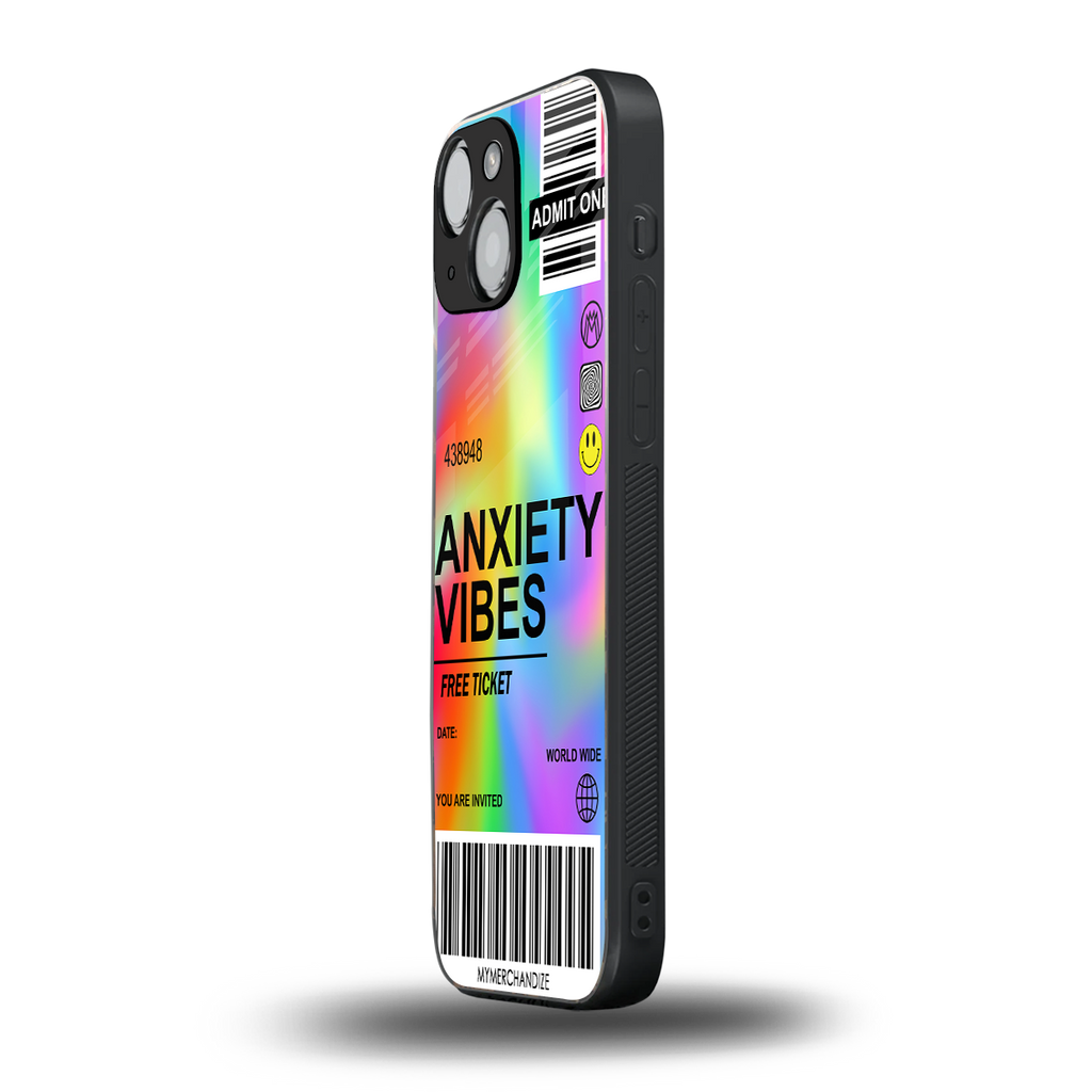 anxiety vibes back phone cover | glass case for iphone 13 mini