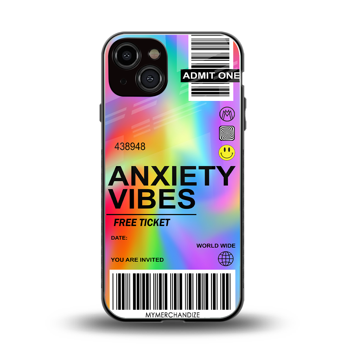 anxiety vibes back phone cover | glass case for iphone 13