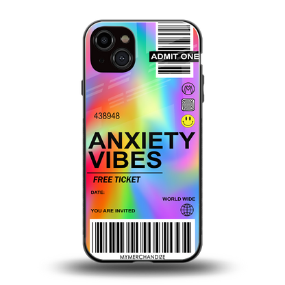 anxiety vibes back phone cover | glass case for iphone 15 plus