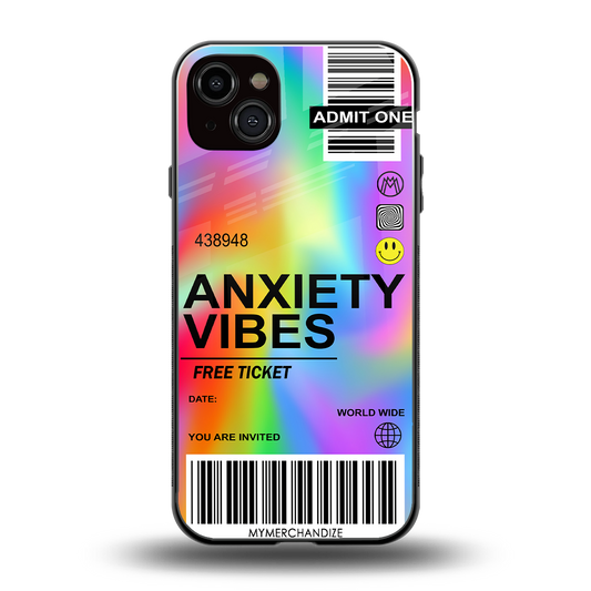 anxiety vibes back phone cover | glass case for iphone 15 plus