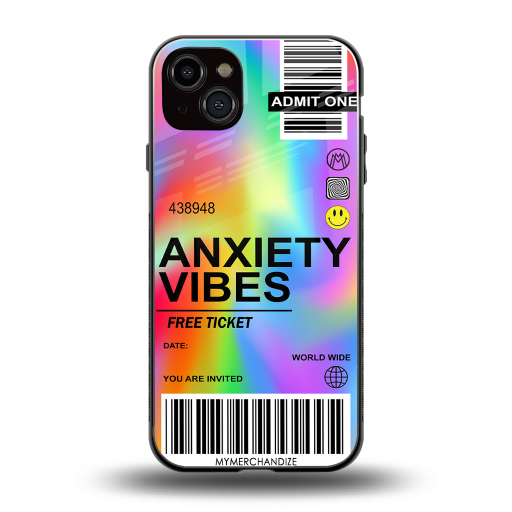 anxiety vibes back phone cover | glass case for iphone 14 plus