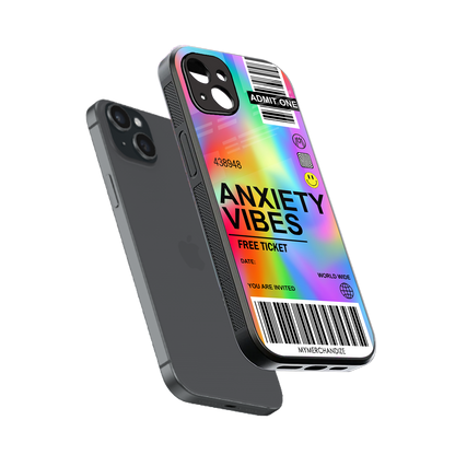 anxiety vibes back phone cover | glass case for iphone 15 plus