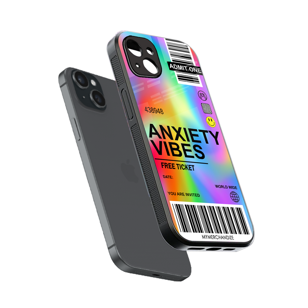 anxiety vibes back phone cover | glass case for iphone 14 plus