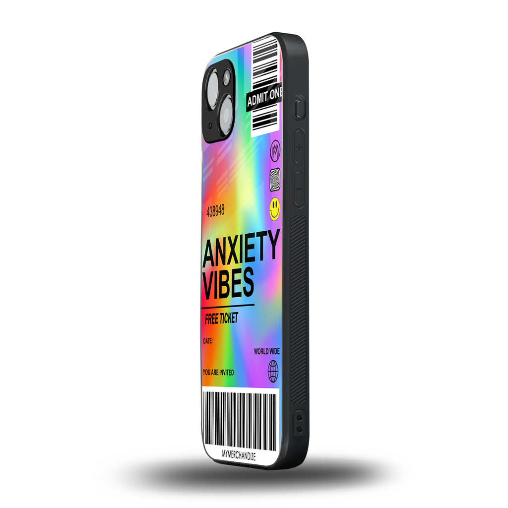 anxiety vibes back phone cover | glass case for iphone 14 plus
