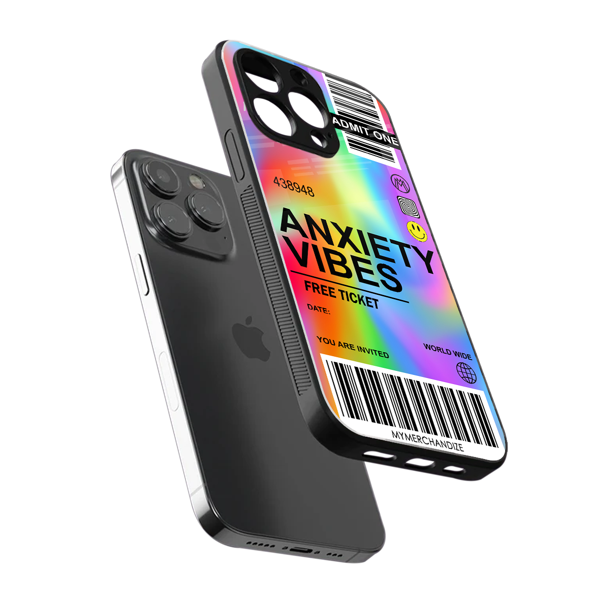 anxiety vibes back phone cover | glass case for iphone 14 pro max