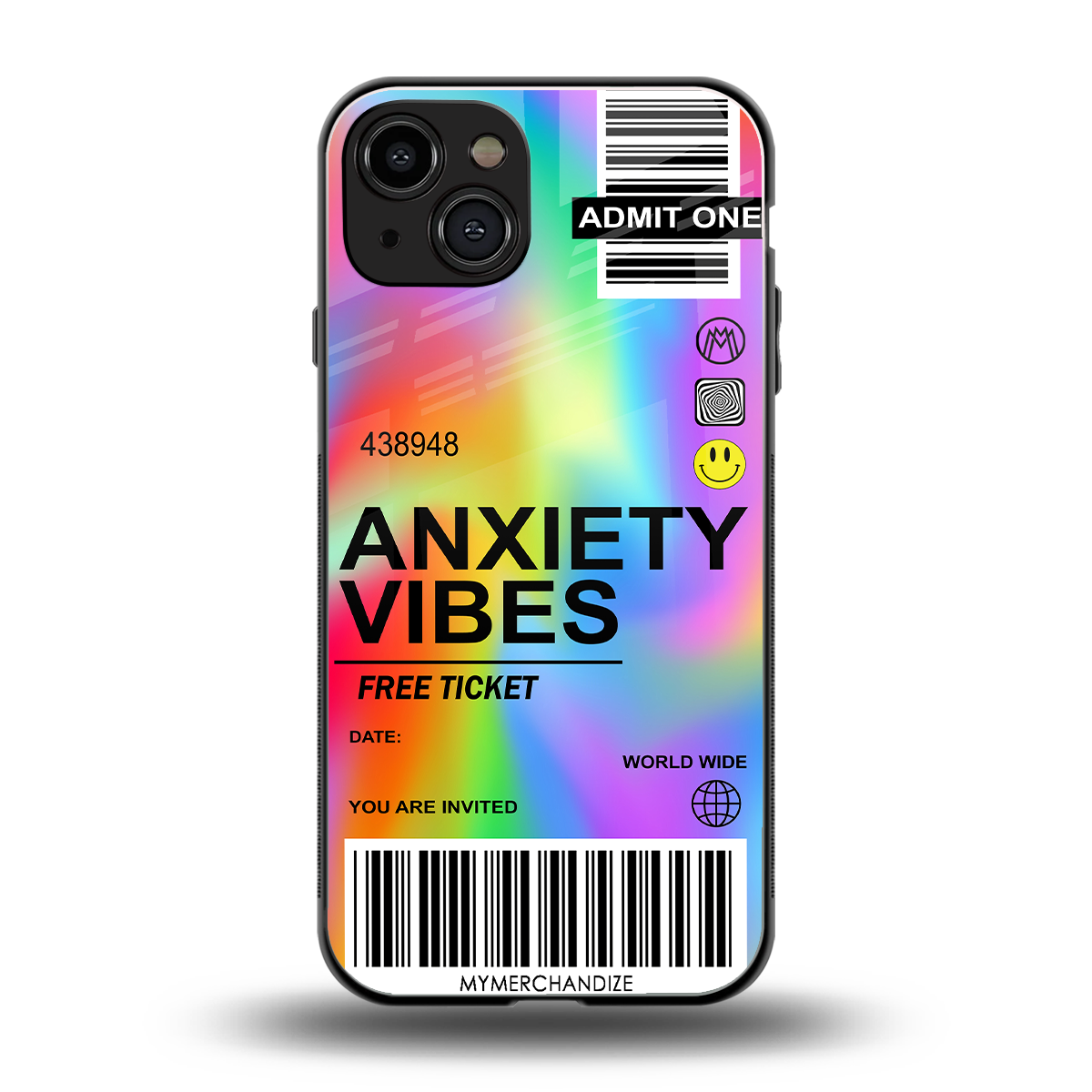 anxiety vibes back phone cover | glass case for iphone 15