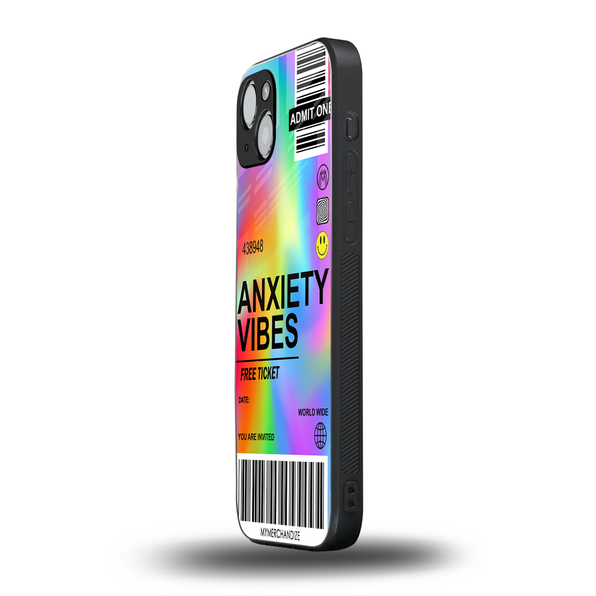 anxiety vibes back phone cover | glass case for iphone 15