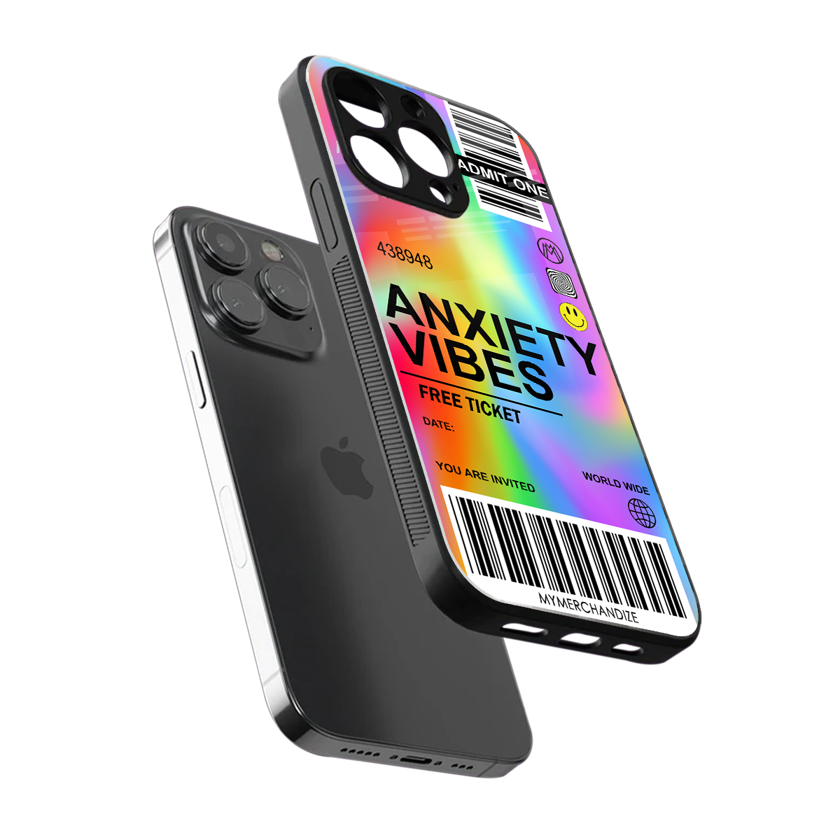 anxiety vibes back phone cover | glass case for iphone 15 pro