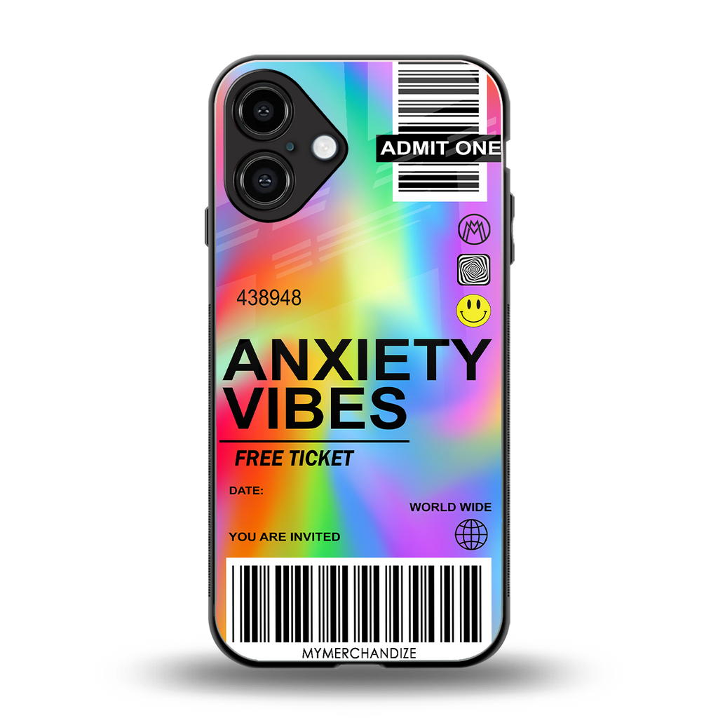 anxiety vibes back phone cover | glass case for iphone 16 plus