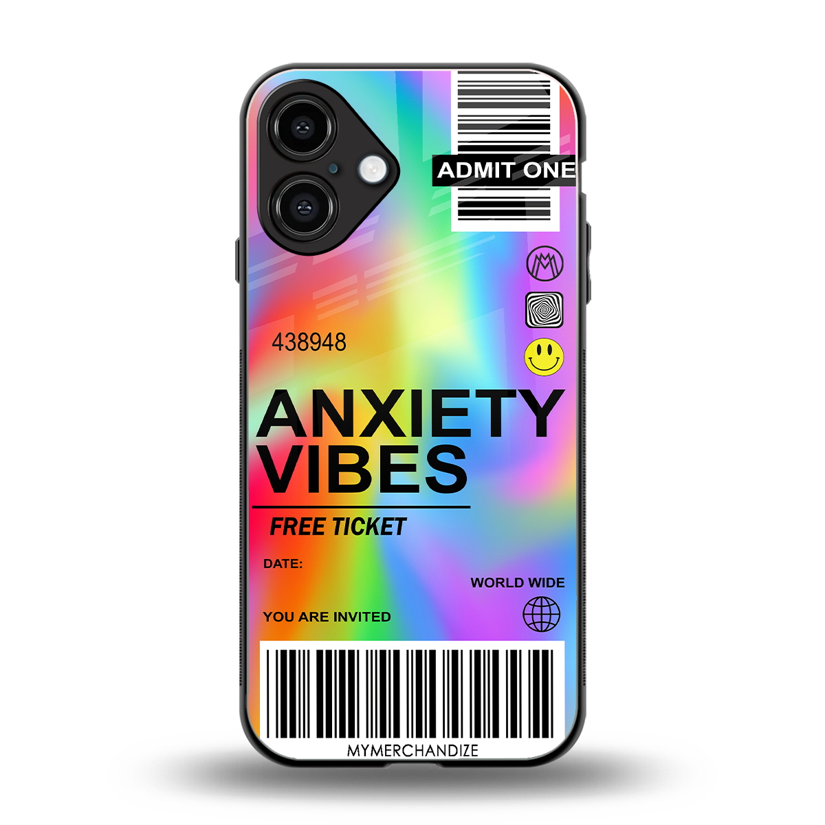 anxiety vibes back phone cover | glass case for iphone 16 plus