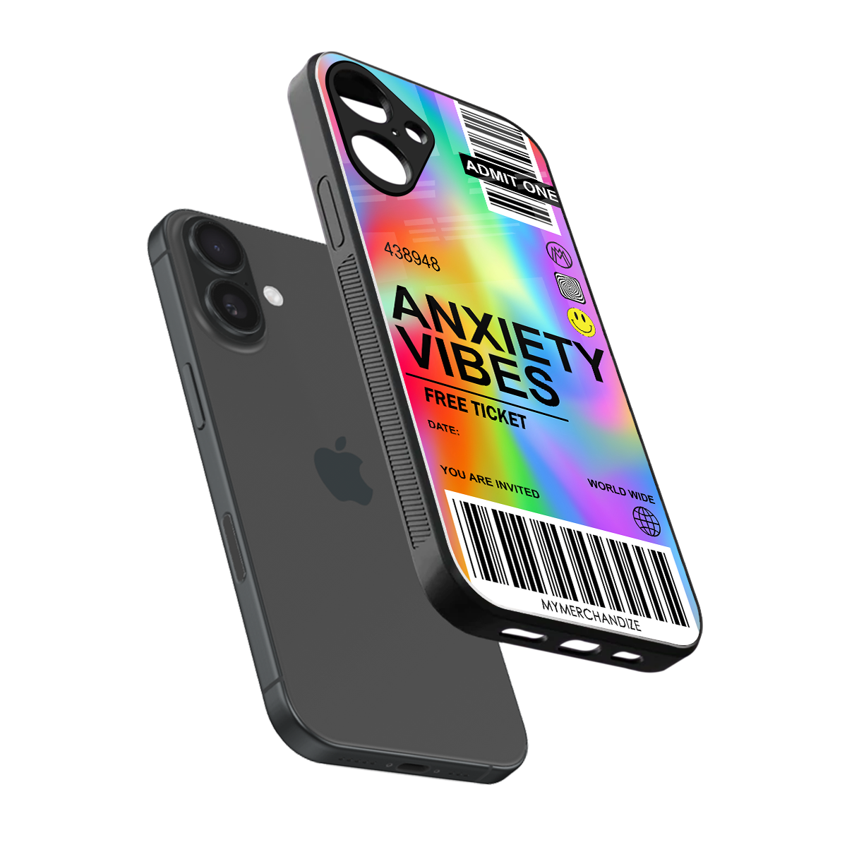 anxiety vibes back phone cover | glass case for iphone 16 plus