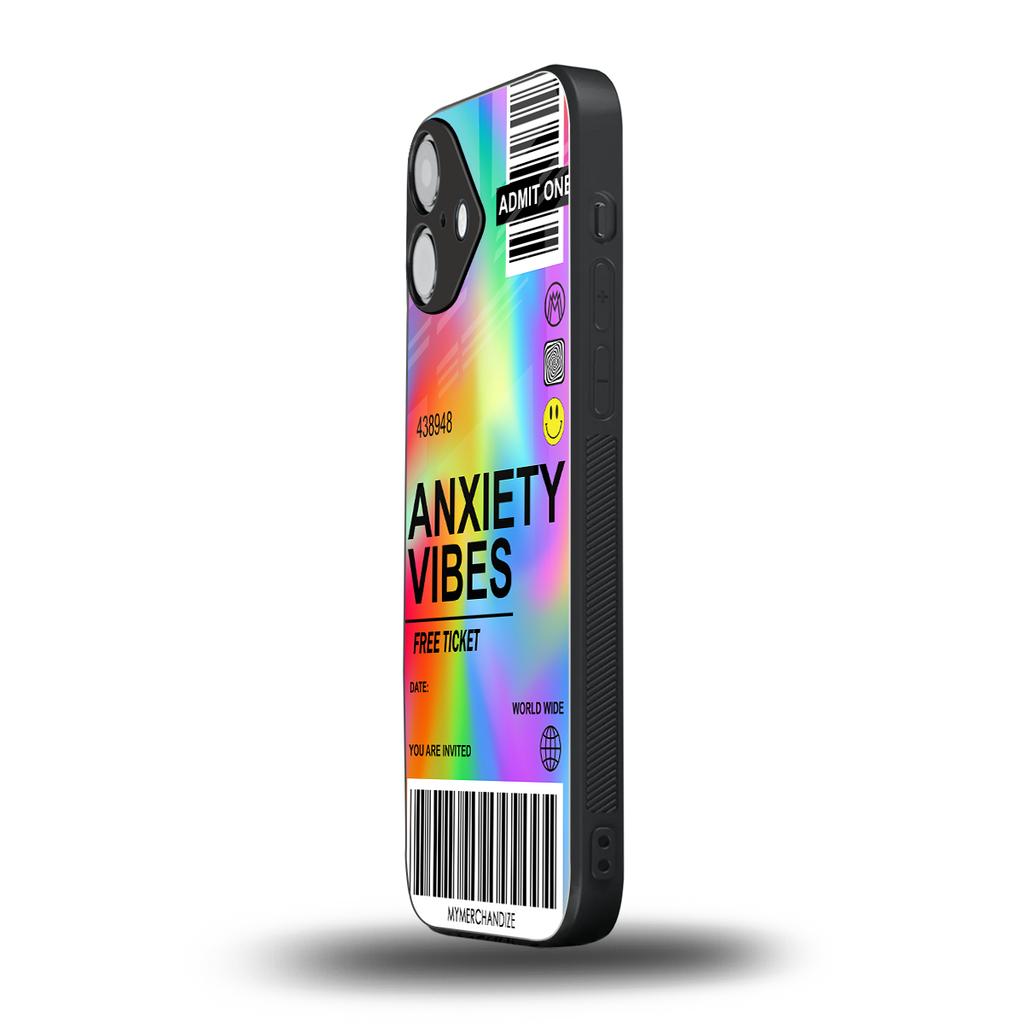 anxiety vibes back phone cover | glass case for iphone 16 plus