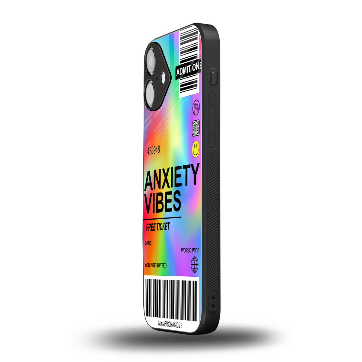 anxiety vibes back phone cover | glass case for iphone 16 plus