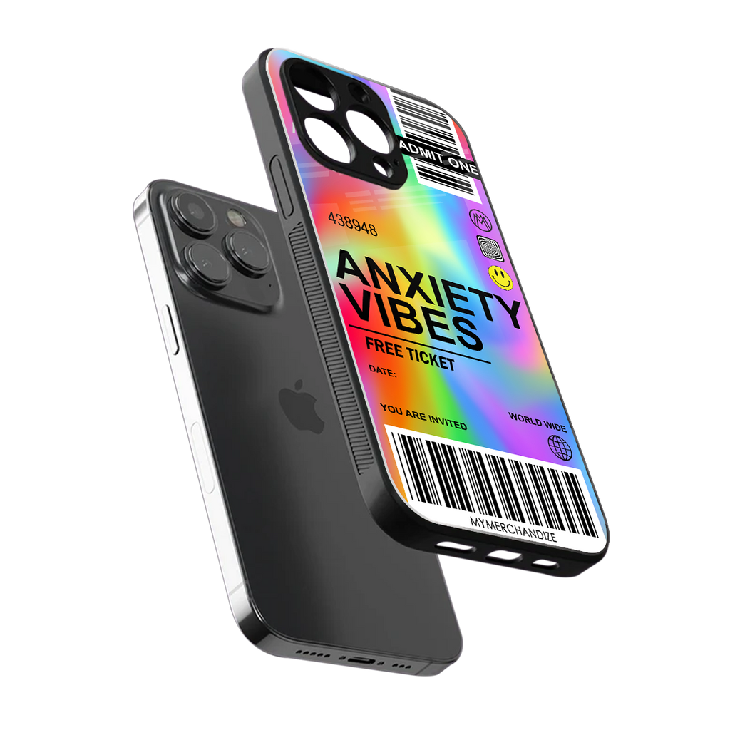 anxiety vibes back phone cover | glass case for iphone 16 pro max