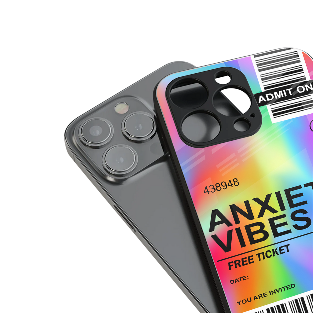 anxiety vibes back phone cover | glass case for iphone 13 pro