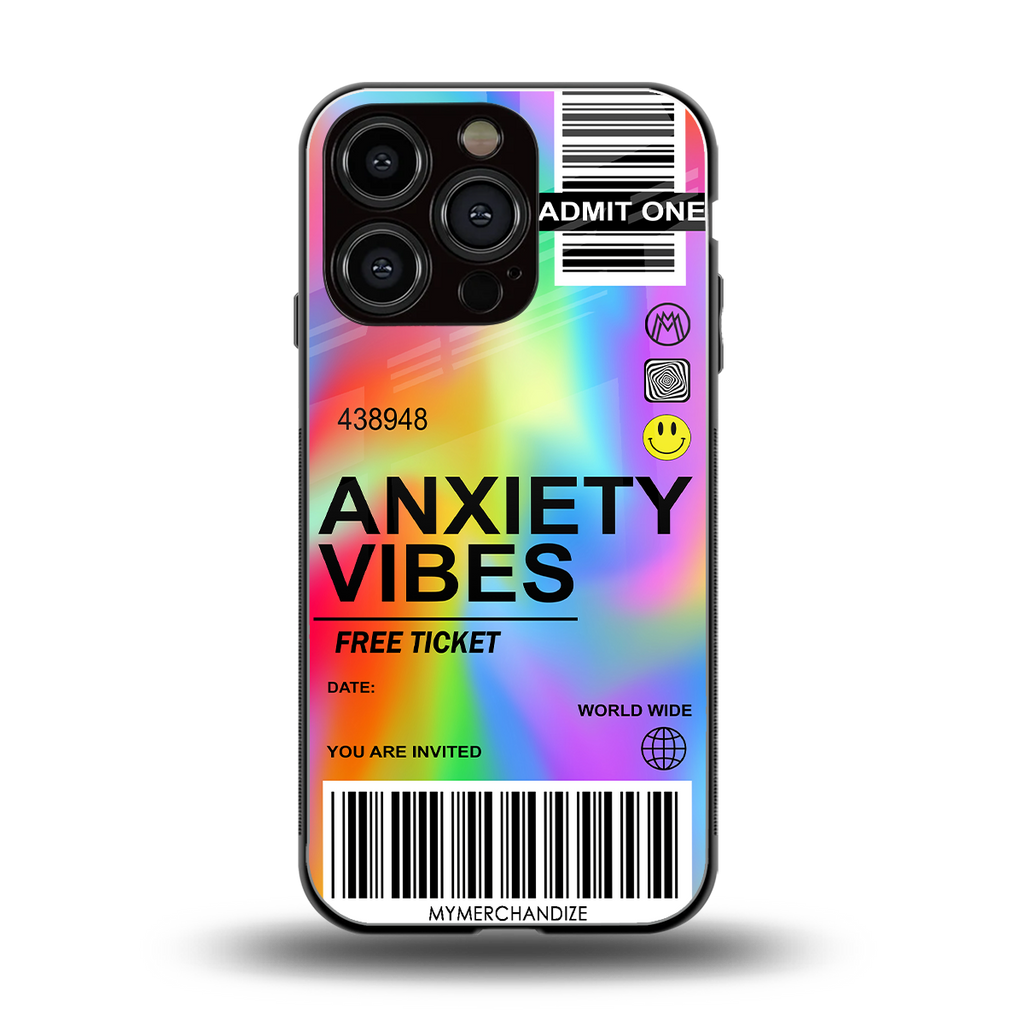anxiety vibes back phone cover | glass case for iphone 16 pro