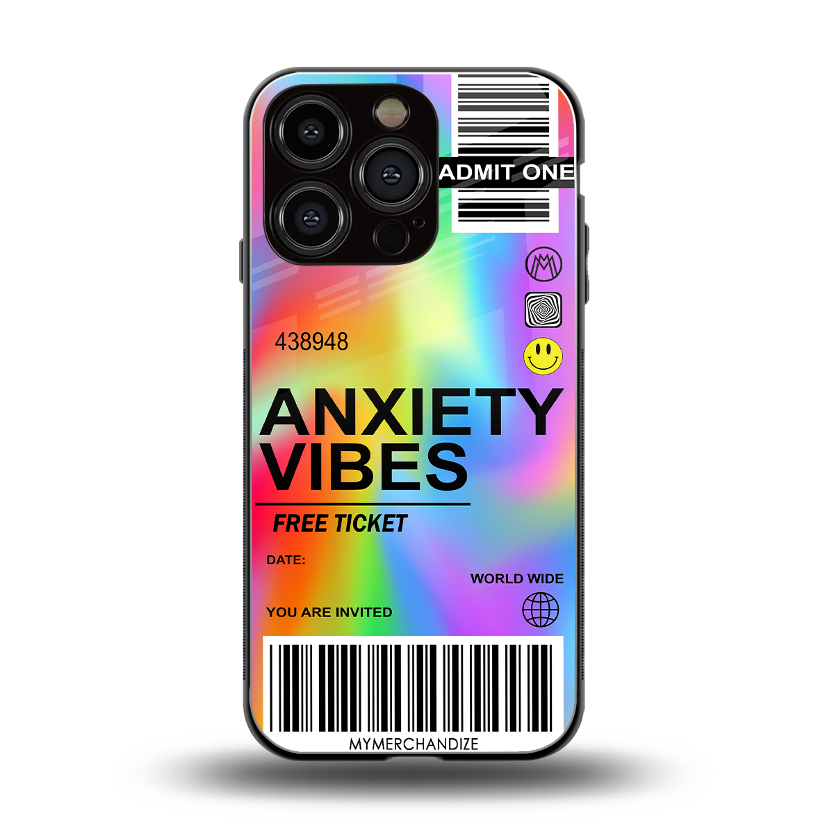anxiety vibes back phone cover | glass case for iphone 16 pro