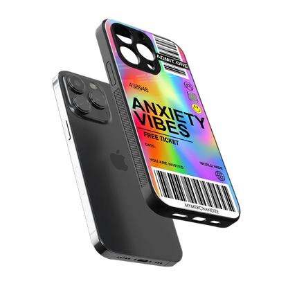 anxiety vibes back phone cover | glass case for iphone 16 pro