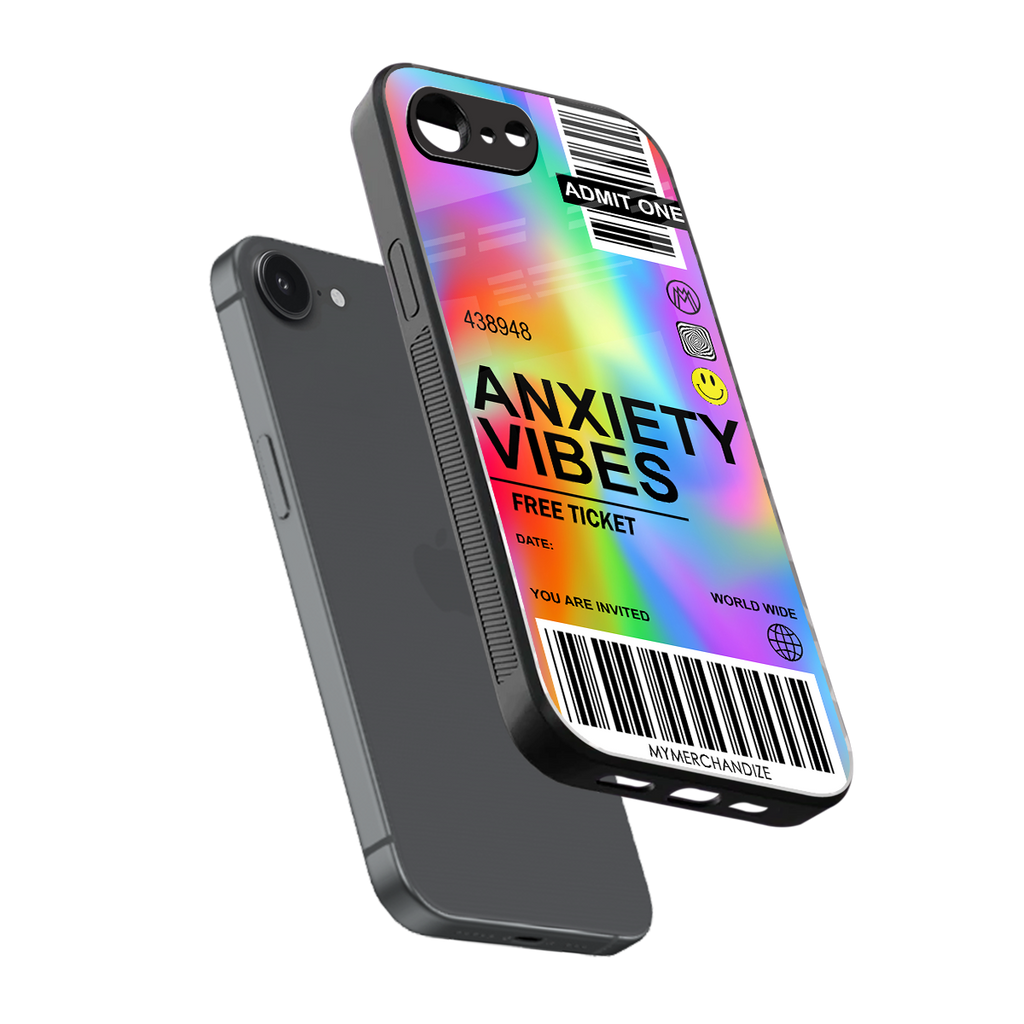 anxiety vibes back phone cover | glass case for iphone 16e