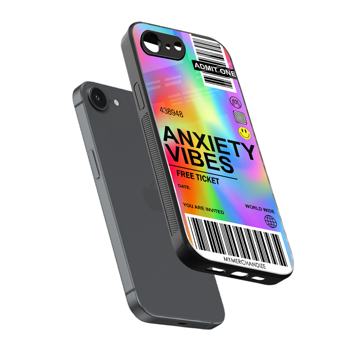 anxiety vibes back phone cover | glass case for iphone 16e