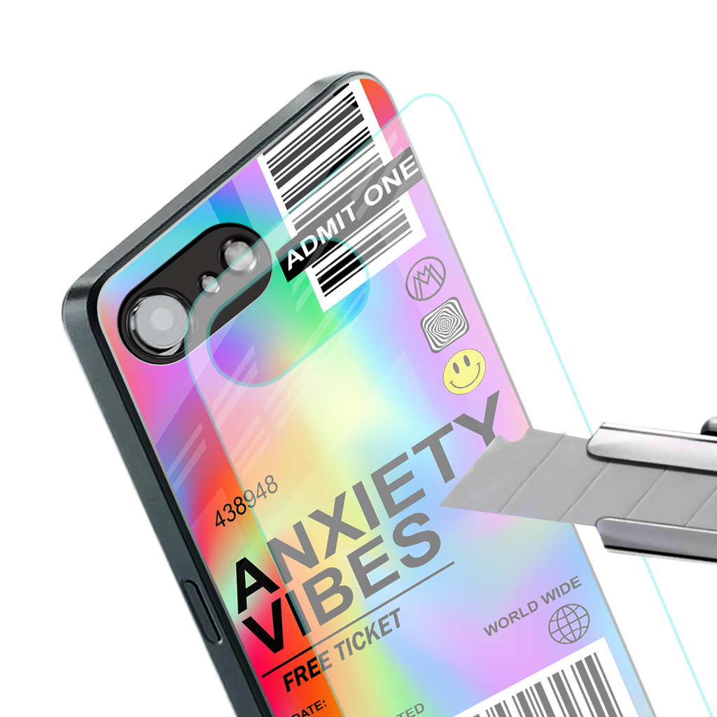 anxiety vibes back phone cover | glass case for iphone 16e