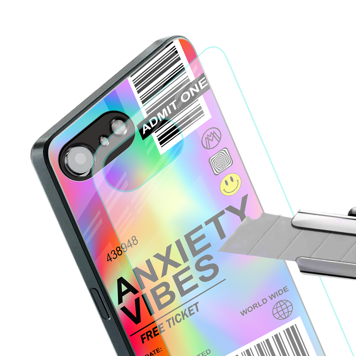 anxiety vibes back phone cover | glass case for iphone 16e