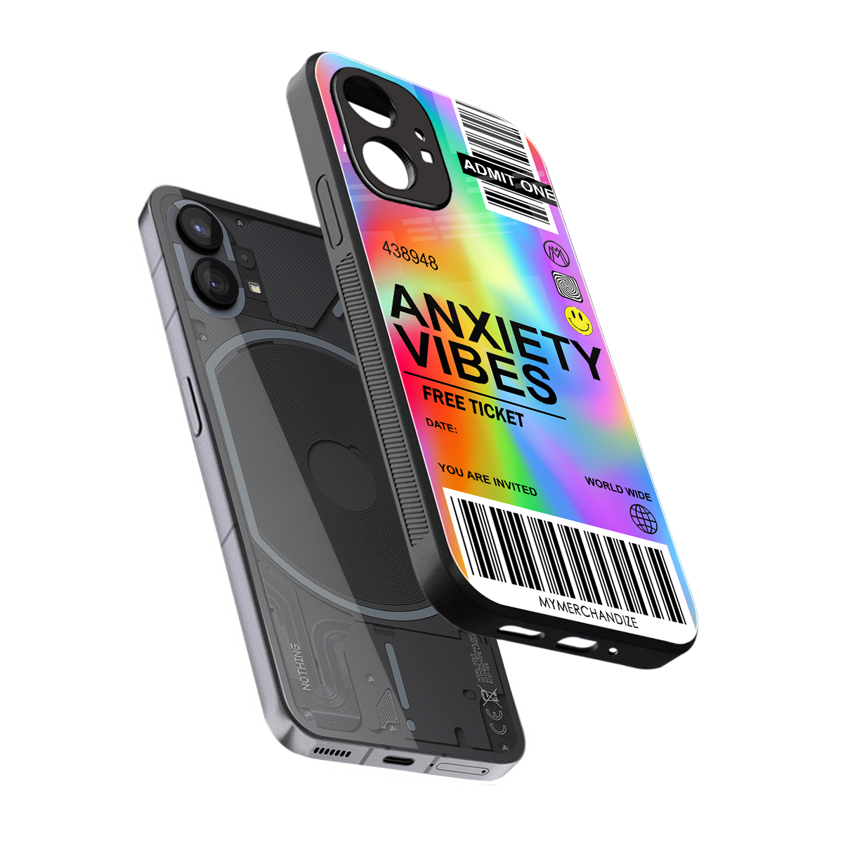 anxiety vibes back phone cover | glass case for nothing phone 1