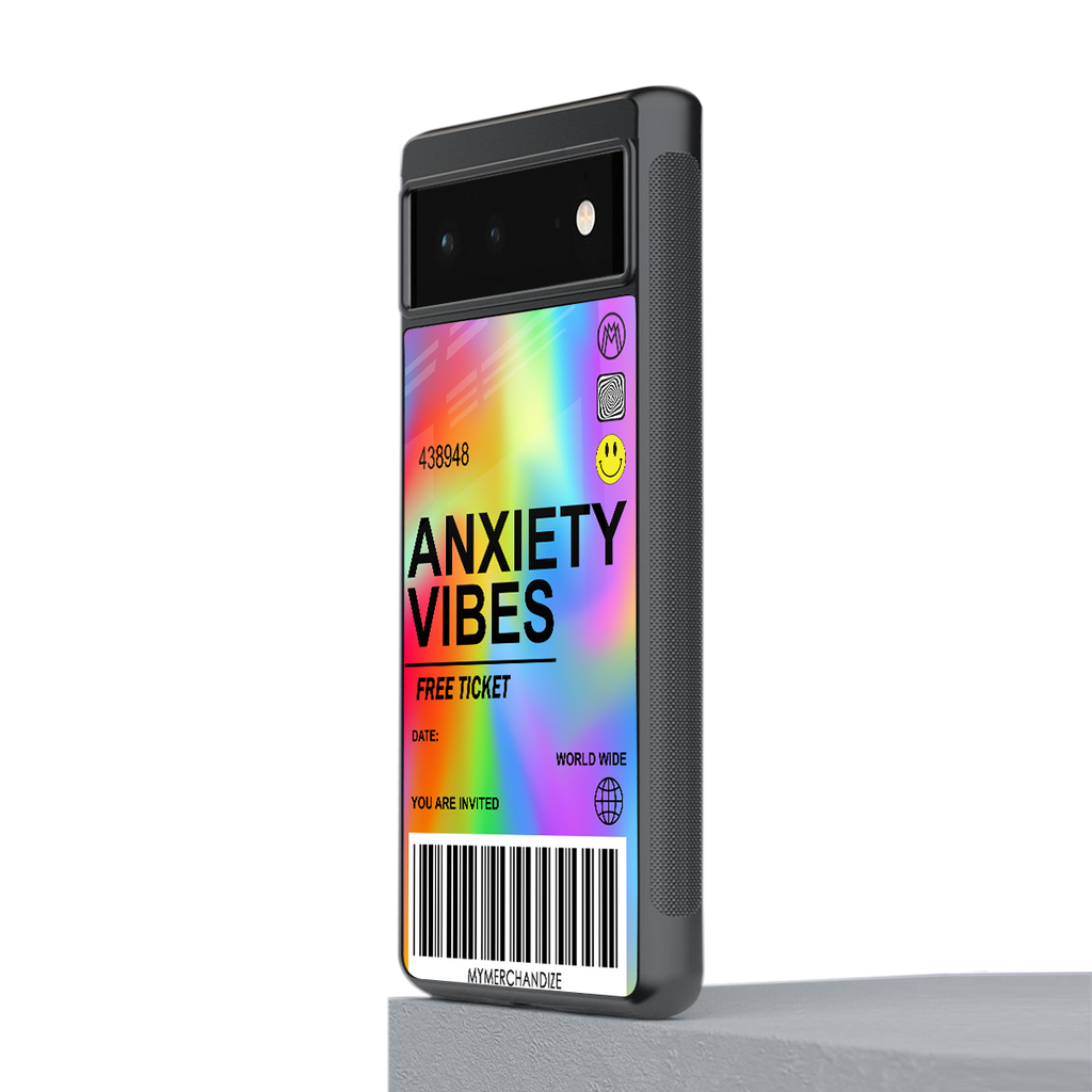 anxiety vibes back phone cover | glass case for google pixel 6