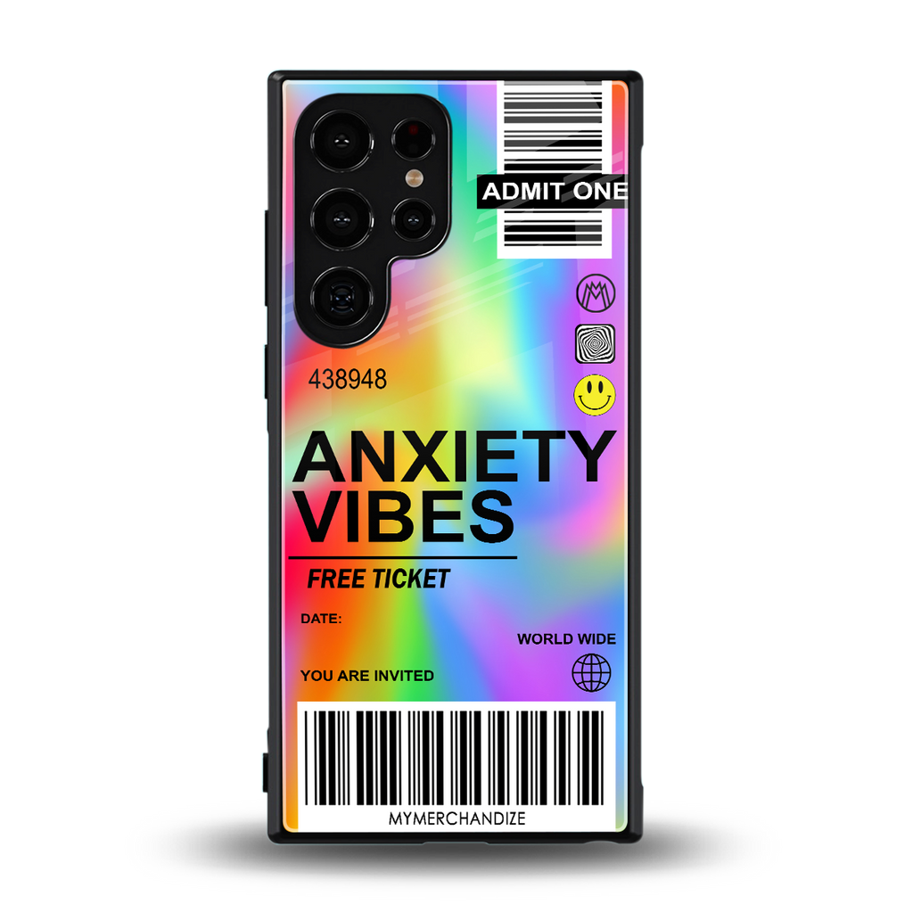 anxiety vibes back phone cover | glass case for samsung galaxy s23 ultra