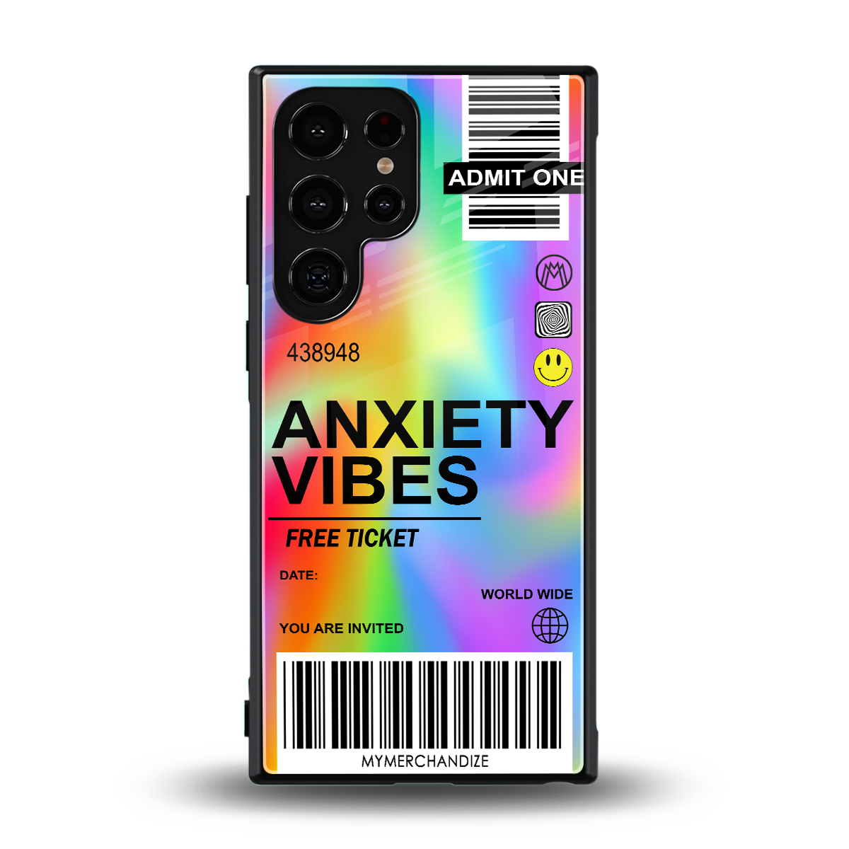 anxiety vibes back phone cover | glass case for samsung galaxy s23 ultra