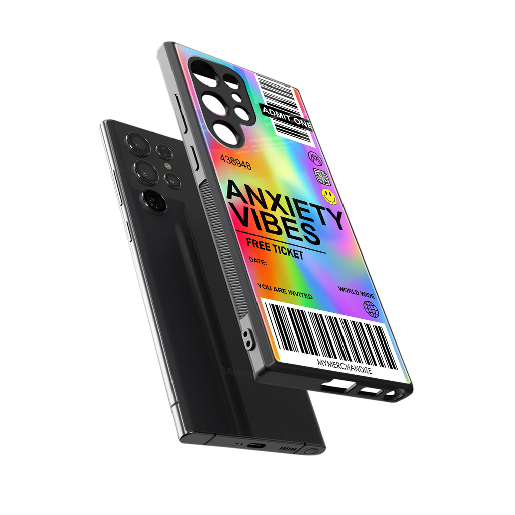 anxiety vibes back phone cover | glass case for samsung galaxy s23 ultra