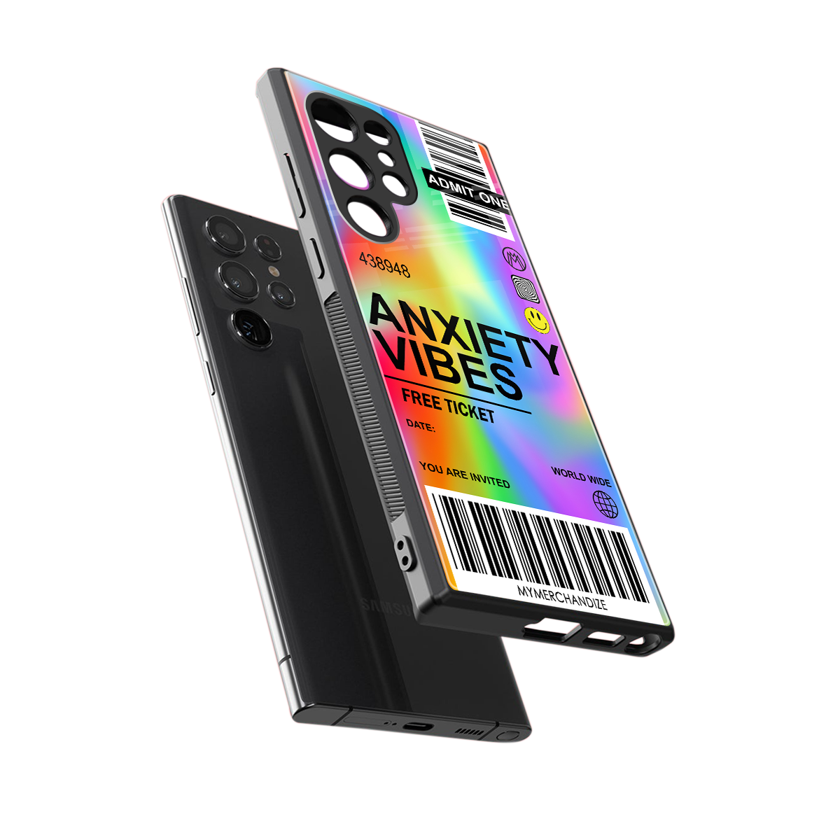 anxiety vibes back phone cover | glass case for samsung galaxy s23 ultra