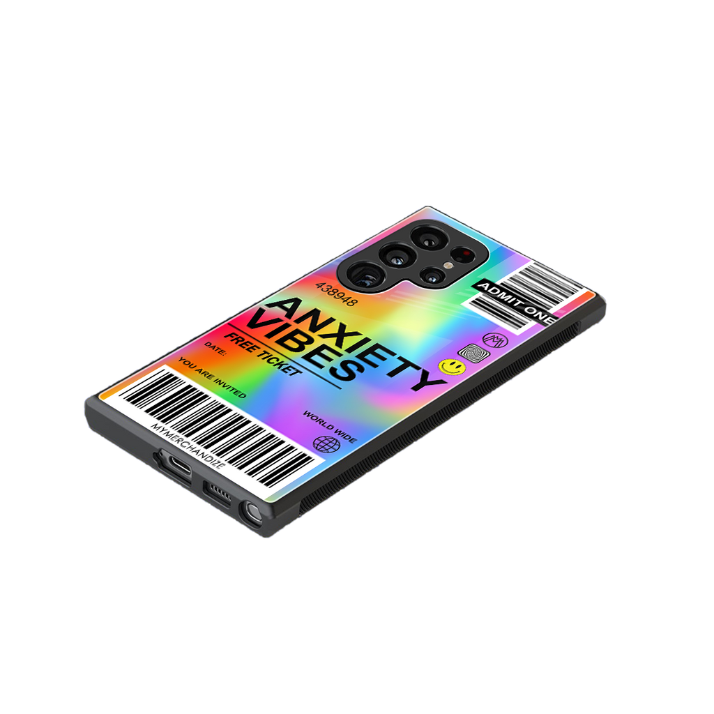 anxiety vibes back phone cover | glass case for samsung galaxy s24 ultra