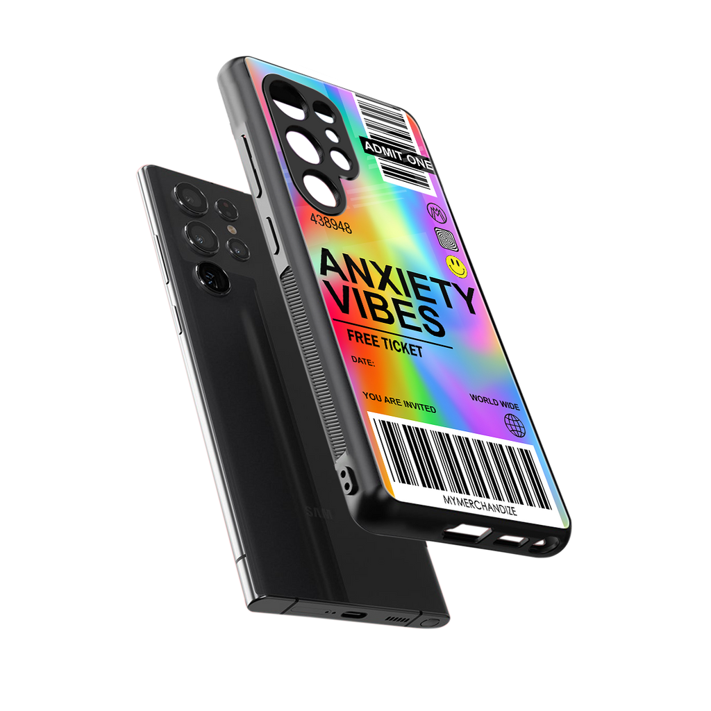 anxiety vibes back phone cover | glass case for samsung galaxy s25 ultra