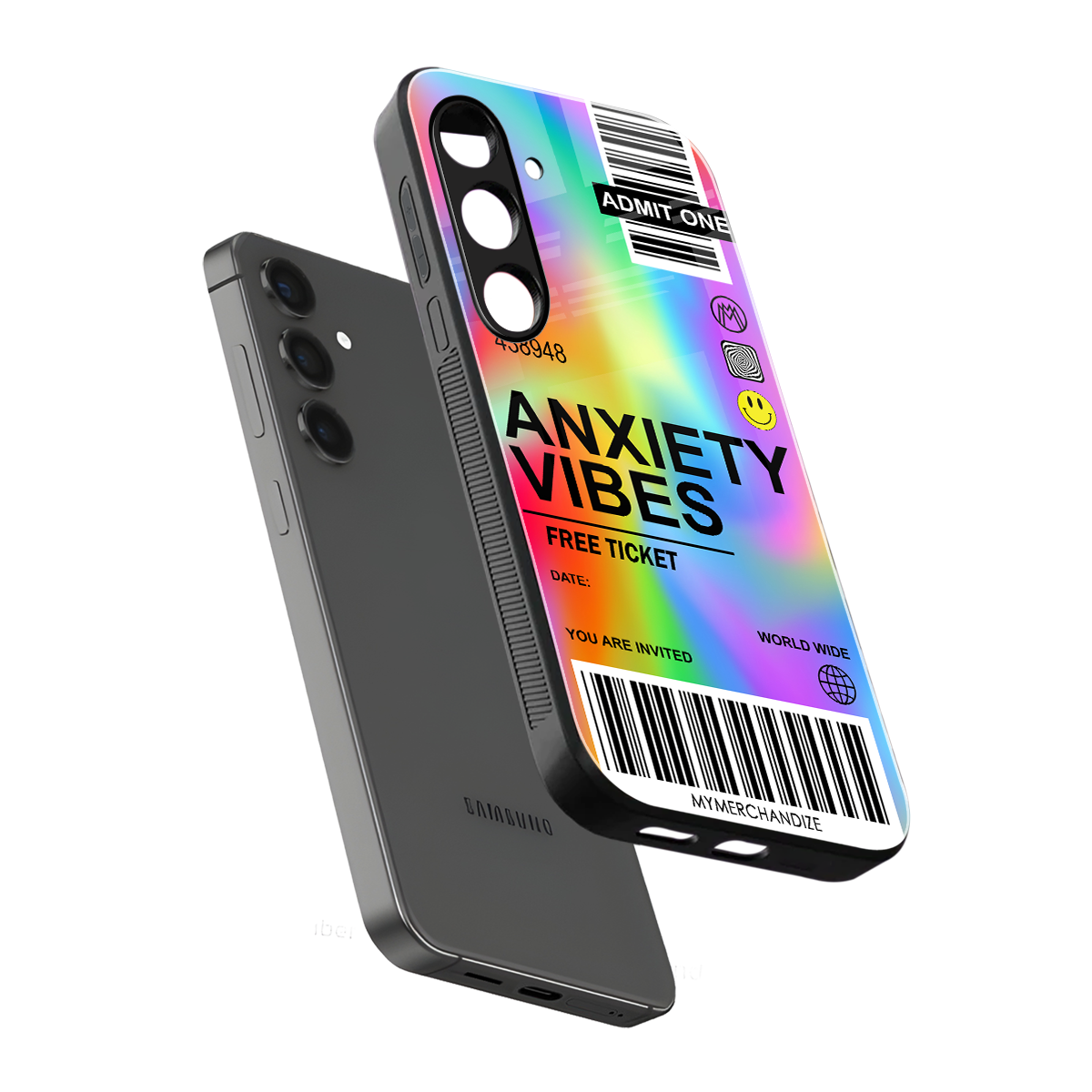 anxiety vibes back phone cover | glass case for samsung galaxy s23 plus