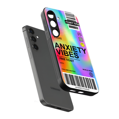 anxiety vibes back phone cover | glass case for samsung galaxy s23 plus