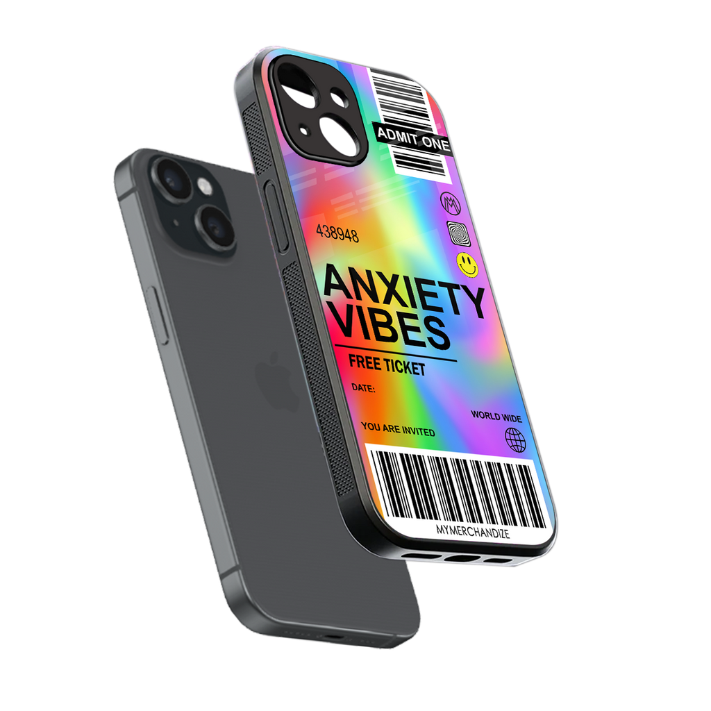 anxiety vibes back phone cover | glass case for iphone 15