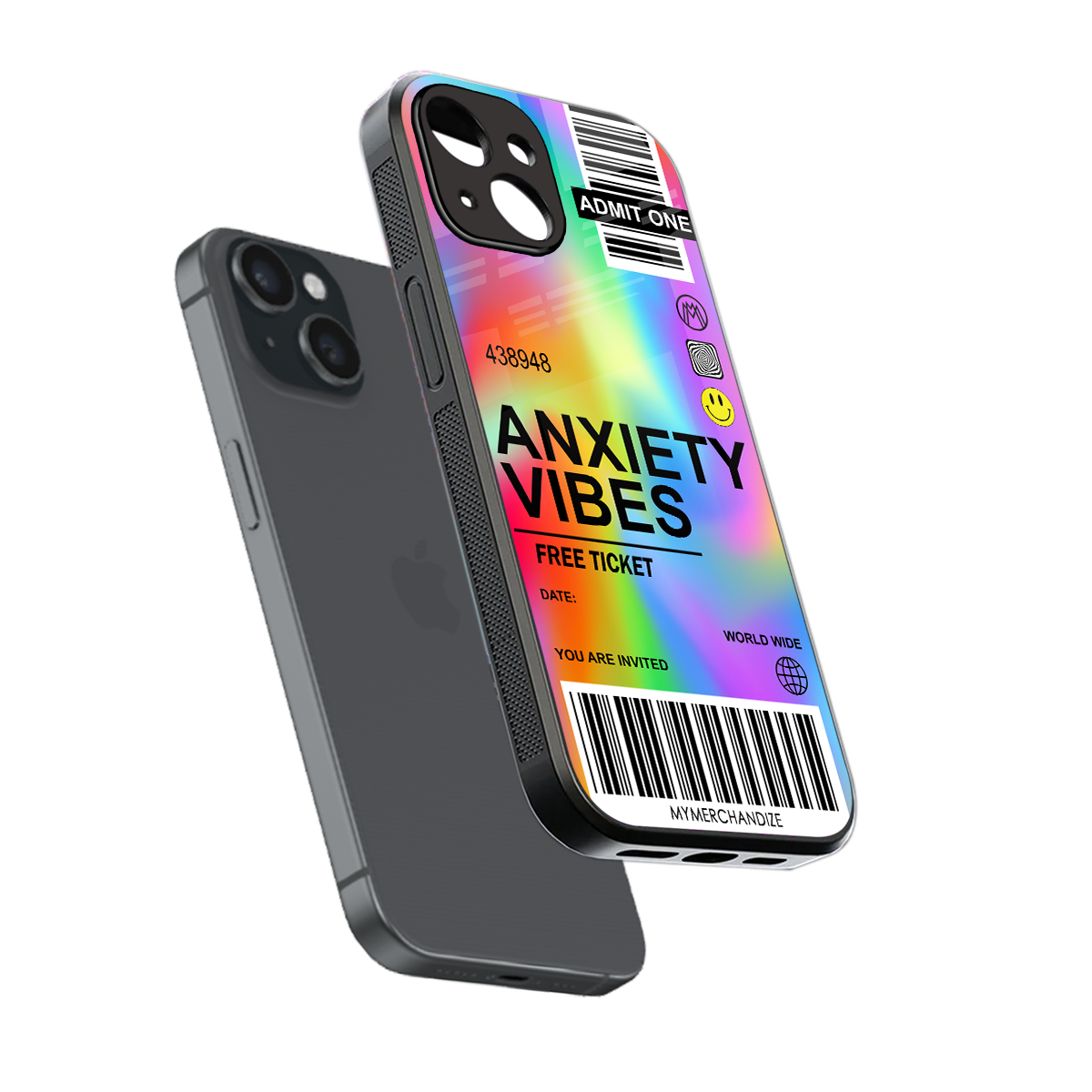 anxiety vibes back phone cover | glass case for iphone 14