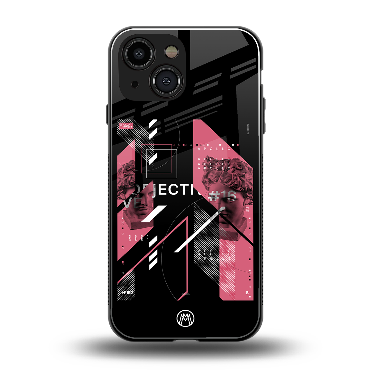 apollo project aesthetic pink and black back phone cover | glass case for iphone 13 mini