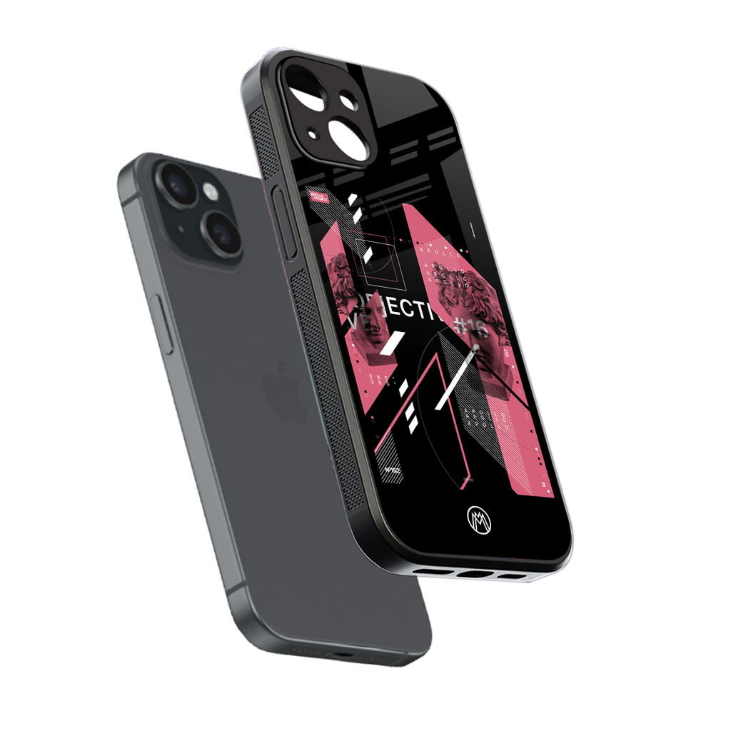 apollo project aesthetic pink and black back phone cover | glass case for iphone 13 mini