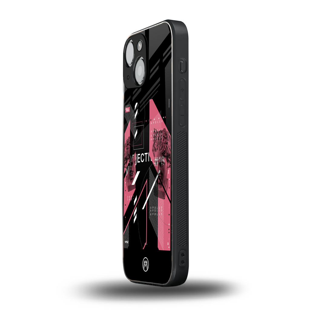 apollo project aesthetic pink and black back phone cover | glass case for iphone 13 mini